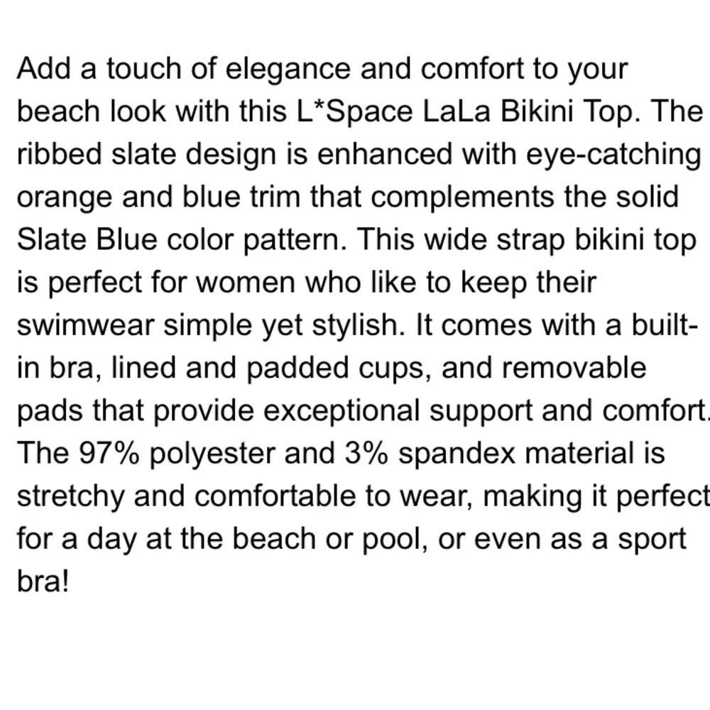 L*Space LaLa Ribbed Pullover Bikini Top in Slate, Light Blue Trim, X-Large, NWT‎